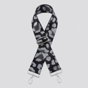 SILVER HARDWARE Bag Strap - Black Grey Leopard